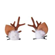 1入聖誕馴鹿角頭帶髮夾髮箍女孩美麗的髮飾鹿角頭帶可愛的鹿頭帶髮飾鹿角