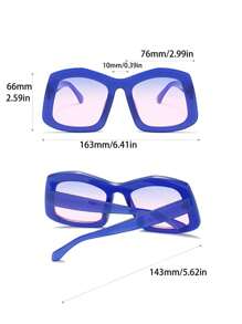 1 副女士加大码果冻色时尚眼镜，超大镜框渐变镜片，适合夏季海滩度假、户外、旅行 - 藍色 - 查看 5