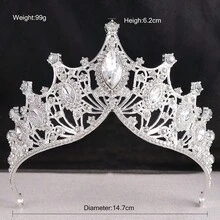 1 件時尚低價湖藍色欖尖形水鑽合金皇冠適合兒童、女士、婚禮、生日、節慶派對