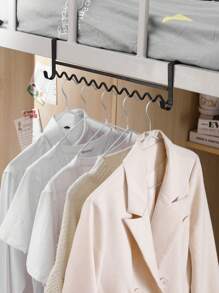 Dormitory Clothes Hanger Artifact For Upper And Lower Beds, Wave-shaped Hook Cabinet Door Back Storage Rack - Black - View 1