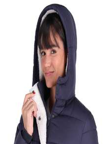 SAKERS OUTDOOR CLOTHING Chamarra Larga Mujer, Chaqueta Afelpada Cazadora Sakers - Azul Marino - Ver 4