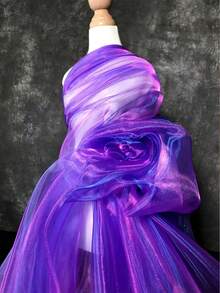 1條漸變雙色網布,激光紋理透視布長裙披肩創意手工織物 - 彩色 - 查看 9