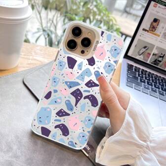 1pc Hermoso Lindo Azulejo Puzzle Imd Acabado Mate Cobertura Total Caja Del Teléfono Compatible Con Iphone 11-15 Pro Max