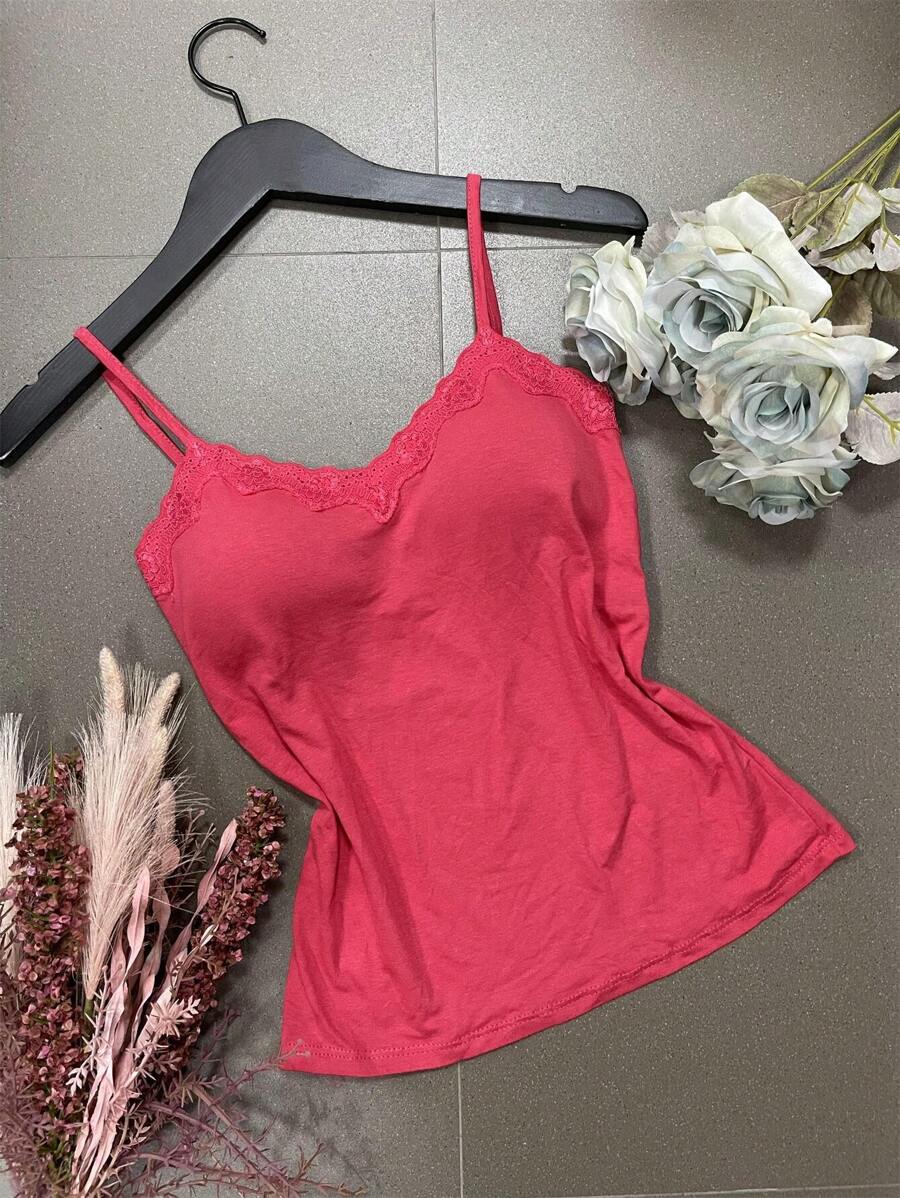 Camiseta Sin Mangas Lisa Con Copas De Tela Viscolycra Hermosamente Diseñada - Rosado Sandía - Ver 1