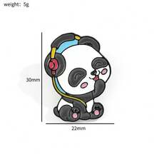 7入組卡通金屬熊貓胸針,創意合金小熊貓徽章,可愛的學生背包針配件 - 黑色 - 查看 6