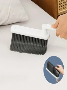 1pc Multifunctional Soft Bristle Bed/Sofa Brush With Static Electricity For Home Bedroom Cleaning And Hair Removal, 2 In 1 Replacement Brush With Lint Roller - White - View 1