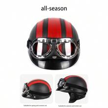 1 szt Czarny I Różowy Motocykl Skóra  Kask Z Odpinany Gogle , Osłona przeciwsłoneczna I Oddychająca Kask Dla Oba Mężczyźni I Kobiety ( Odpowiedni Na lato )