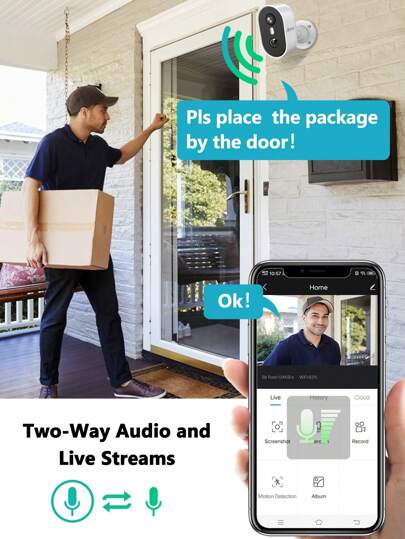 ANRAN Security Cameras Wireless Outdoor, 1080P AI Motion Detection Night Vision Home Cameras, Two Way Talk, Spotlight Siren Alarm, Work Alexa, Rechargeable Battery Powered, IP65 view 4