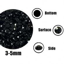Sy品牌實心黑色果凍鑽石,3/4/5mm,500顆