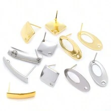 10 pièces Supports d'oreille en acier inoxydable géométriques polygonaux pour la fabrication de bijoux de boucles d'oreille DIY