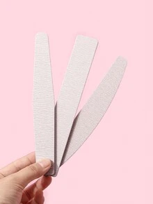 3pcs Gray Sanding Nail Files Set For Nail Art Polishing & Shaping - Silver - View 3