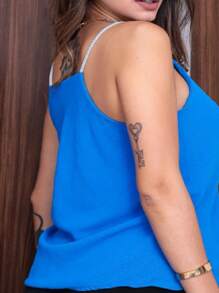 Blusa de Alcinha com Brilho - Azul - Visão 2