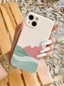 1pc Hand-Painted Desert Sunset Printed Phone Case Compatible With IPhone - Multicolor - View 1