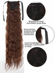 Banda De Pelo Sintético De 36 Pulgadas, Clip De Cola De Caballo Ondulado De Maíz Largo Y Rizado Con Envoltura De Extensión De Cabello Marrón - Light Brown - Ver 4