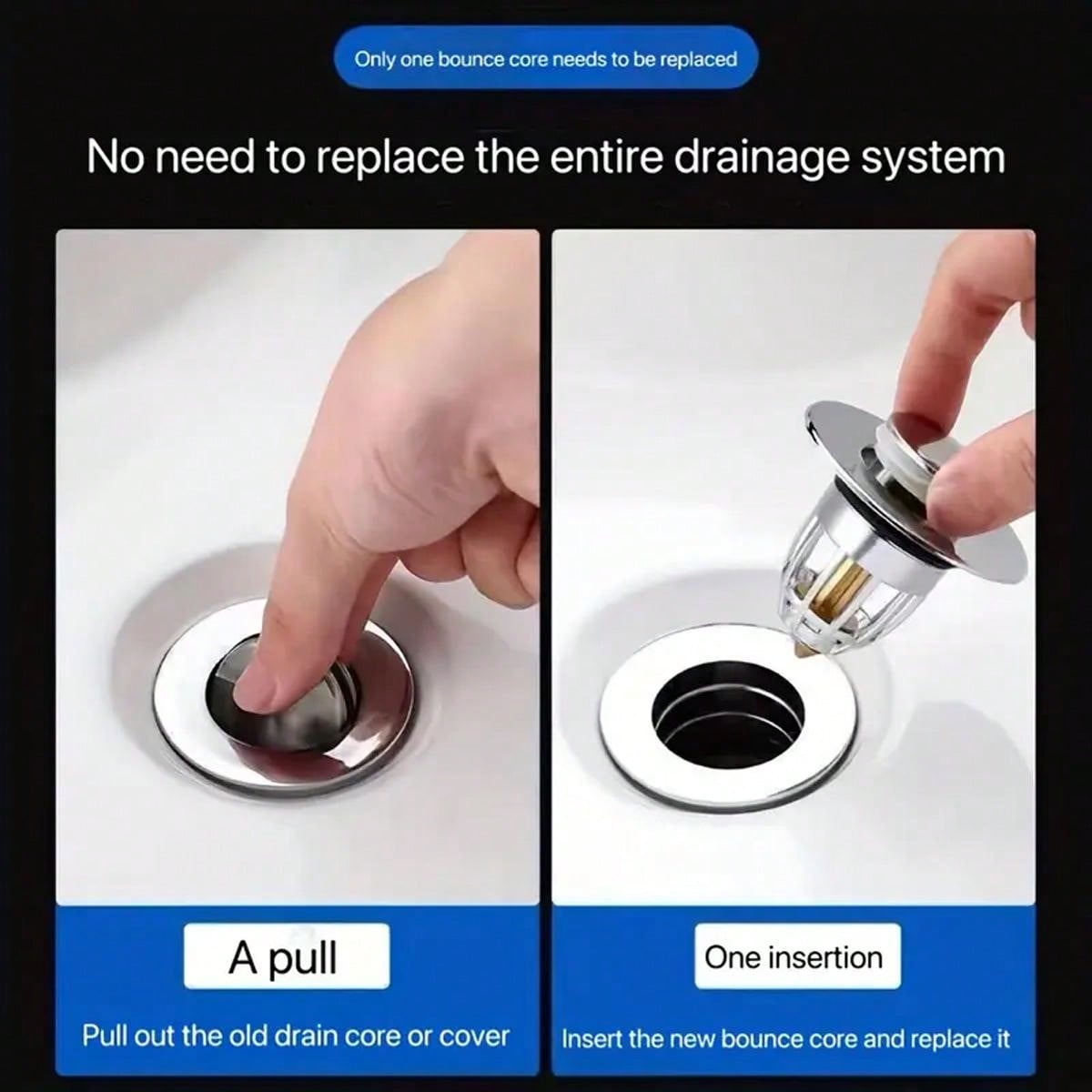 1pc Bounce Core Popup Drain Stopper For Bathroom Sink Basin, Press