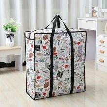 Weiße Aufbewahrungstasche mit Kritzelmuster für Schule, Schul-Accessoires und Schulsachen