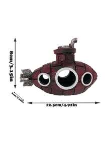 Aquarium Decor Submarine Figurine In Red Color - Red - View 2
