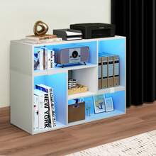 Modern Double L Shaped TV Stand Entertainment Center With LED Lights For 65/70/75 Inch TV, Deformable TV Consoles With Open Storage For Living Room, White - White - View 4