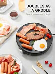 Plancha Eléctrica Para Uso En El Hogar, Combinación De Grill Y Plancha Antiadherente Multipropósito - Negro - Ver 5