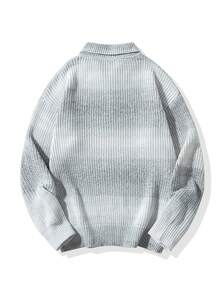 Sudadera De Cuello Alto Tejida Con Degradado De Color Para Hombres - Gris - Ver 2