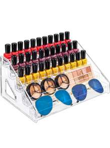 1 Pieza Expositor Para Esmaltes De Uñas Desmontable De 5 Capas, Soporte De Acrílico Claro, Organizador Multifuncional De Maquillaje Para Gafas Y Efectos De Escritorio, Estante De Almacenamiento Que Ahorra Espacio - transparente - Ver 7