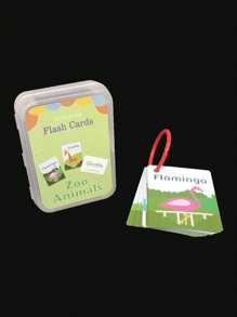 Children's Early Education Learning English Flash Cards, Including Shapes, Animals, Colors, Fruits And Means Of Transportation - Green - View 2
