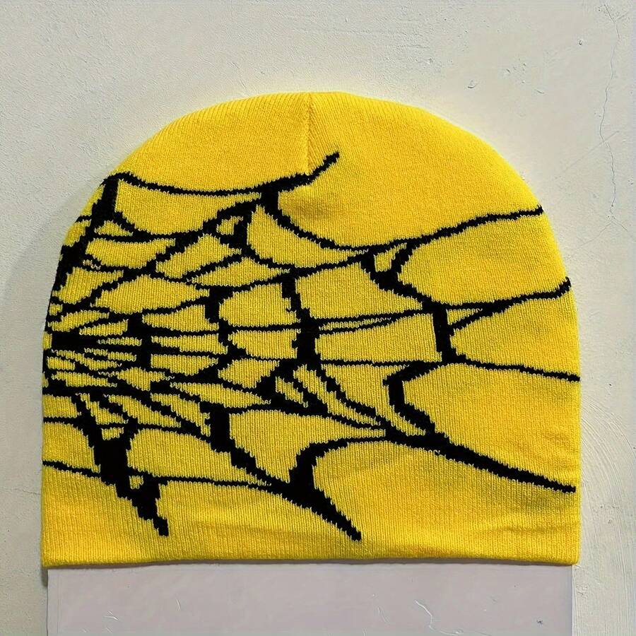 1 件 Pooyikoi Y2k 系列哥德式蜘蛛圖案針織無簷便帽,保暖時尚,適合秋冬戶外活動、購物、聚會、旅行 - 彩色 - 查看 1