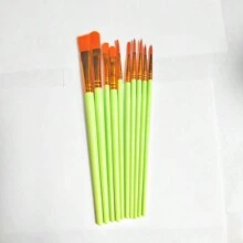 1 套尼龍毛油畫筆套裝,10 件珍珠淺藍色塑膠柄油畫刷,用於藝術繪畫的內襯繪畫筆