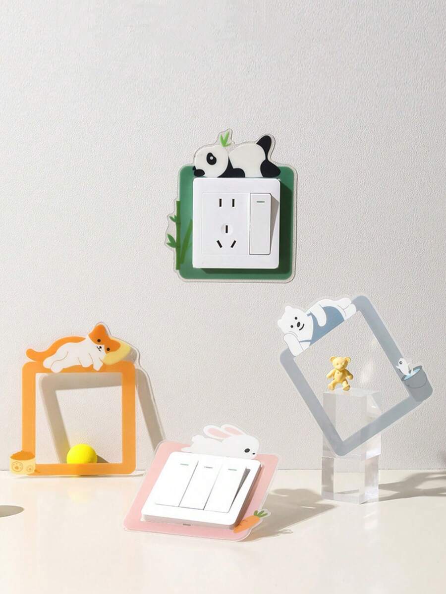 1pc Home Daily Use Wall Switch Sticker Protective Cover With Cartoon Pattern And Glow In The Dark Design - Multicolor - View 1
