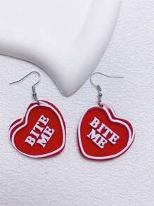1對紅色心形情人節耳環 - 紅色 - 查看 3