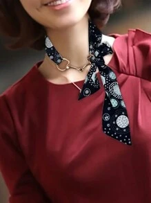 1只優雅的絲巾夾環扣,帶有簡單時尚的馬形設計,適用於小方巾扣 - 金色 - 查看 5