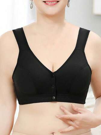 Kvinnors svart frontstängning Trådfri Minimalist Comfort Stretch Camisole BH