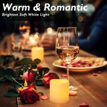 Homemory 24pcs Flickering Flameless Votive Candles, Flameless Fake Candles, Battery Operated LED Tea Light Candles for Wedding, Table,Festival Decorations, Ivory [Battery Included]