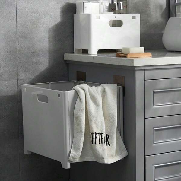 Panier À Linge Pliable Avec Crochets Muraux Pour Salle De Bain, Bac De Rangement Pour Vêtements De Style Japonais Pour Vêtements Après La Douche
