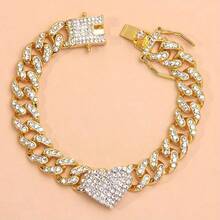 1pc Luxury Full Diamond Hip Hop Link Chain Anklet - Gold - View 3