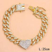 1pc Luxury Full Diamond Hip Hop Link Chain Anklet - Gold - View 4