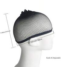 1個女式假髮帽,雙層花邊頭帶 - 黑色 - 查看 4