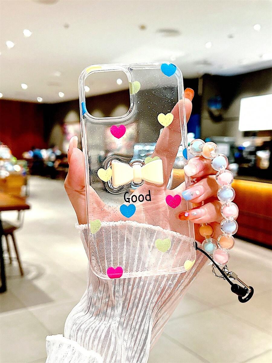 1入高透明度防震3D滴液弓型手機殼，大孔設計適用於iPhone Samsung - 無色 - 查看 1