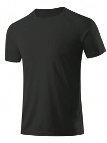 Camiseta De Manga Corta Transpirable De Secado Rápido Deportiva Holgada Para Hombre - Negro - Ver 1