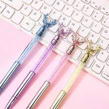 4pcs Christmas Reindeer & Liquid & Fairy Wand Design Neutral Pen With Cartoon Pattern And Diamond Decor, Color Random - Multicolor - View 5