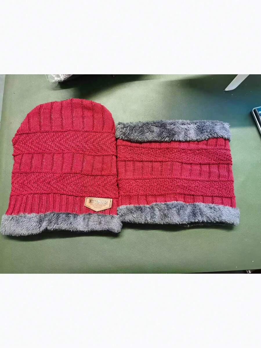 1 pcs Lined Infinity Scarf Hat Gloves Set Winter Thickened Warm Neck