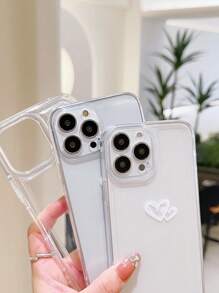 3pcs/Pack Heart Decor Transparent Phone Case - Multicolor - View 3