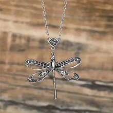 1 件哥德龐克復古蜻蜓吊墜女式項鍊,婚禮派對珠寶禮物