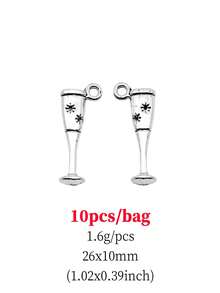 10入/袋26x10毫米(1.02x0.39英寸)古銅色杯形吊飾,diy首飾製作 - 古銀色-10pcs - 查看 4