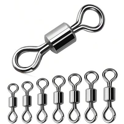 100pcs Fishing Bucket Bearing Swivel Solid Ring Lure Connector LB