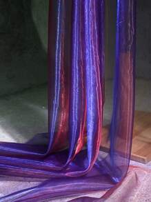 1pc Gradient Two-color Mesh Fabric, Laser Texture See-through Fabric Long Skirt Shawl Creative Handmade Fabric - Multicolor - View 3