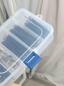 1pc Portable Storage Box With Six/ Five Compartments For Makeup Tools, Hair Accessories, Lip Brushes, With Buckle ,Jewellery Box,Pouch,Makeup Brush Holder,Brush Holder,Perfume Organiser,Pouch Bag