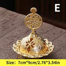 1入式8種風格金色線香燃燒器，中空金色塔油燃燒器，阿拉伯風格香爐座，適用於家居、旅館線香座或瑜伽擺設 - 金色 - 查看 8