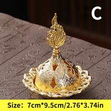 1入式8種風格金色線香燃燒器，中空金色塔油燃燒器，阿拉伯風格香爐座，適用於家居、旅館線香座或瑜伽擺設 - 金色 - 查看 6