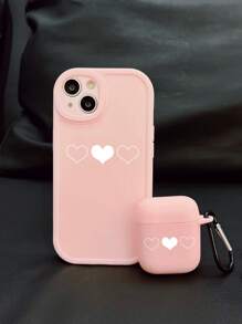 AirPods 1/2 Love Tim In Màu hồng Mờ Vỏ silicone Với ( Với 1 Miếng Tai nghe Cái móc ) Và Love Tim In Màu hồng Mờ Silicone Ốp lưng & bao da điện thoại ( Với Bảo vệ máy ảnh ) Đối với AirPods & iPhone , Bộ Của 2 - Nhiều màu - Xem 2